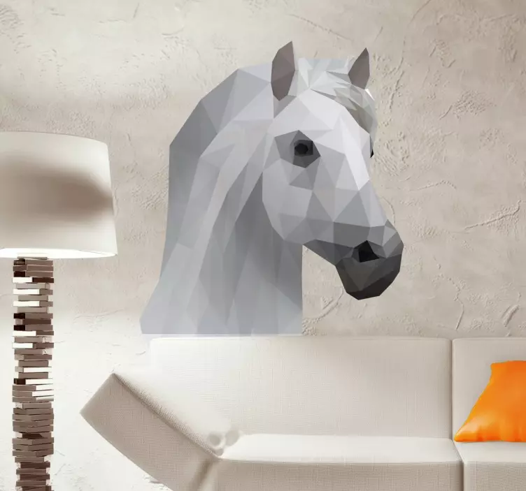 Geometrische 3D paarden portret sticker - TenStickers