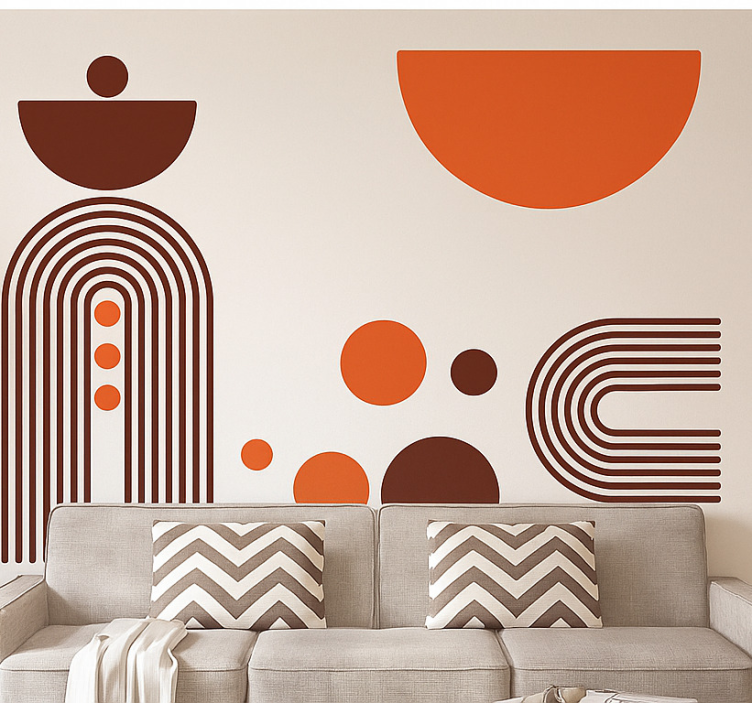 Abstracte geometrie woonkamer muursticker - TenStickers