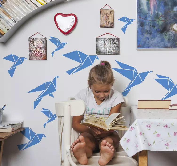 Geometrische origami vogels muursticker - TenStickers