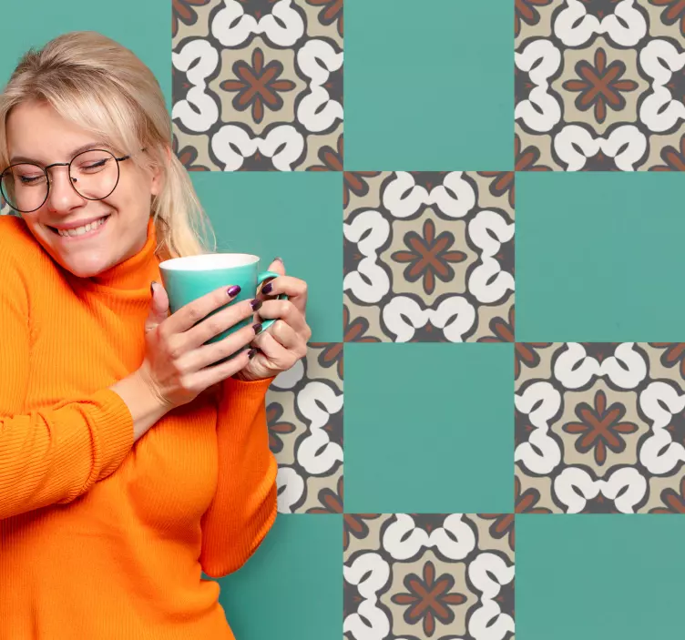 Geometrisch beige ontwerp tegelsticker - TenStickers