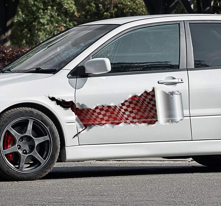 Gescheurde plaat metaal racen Auto sticker - TenStickers