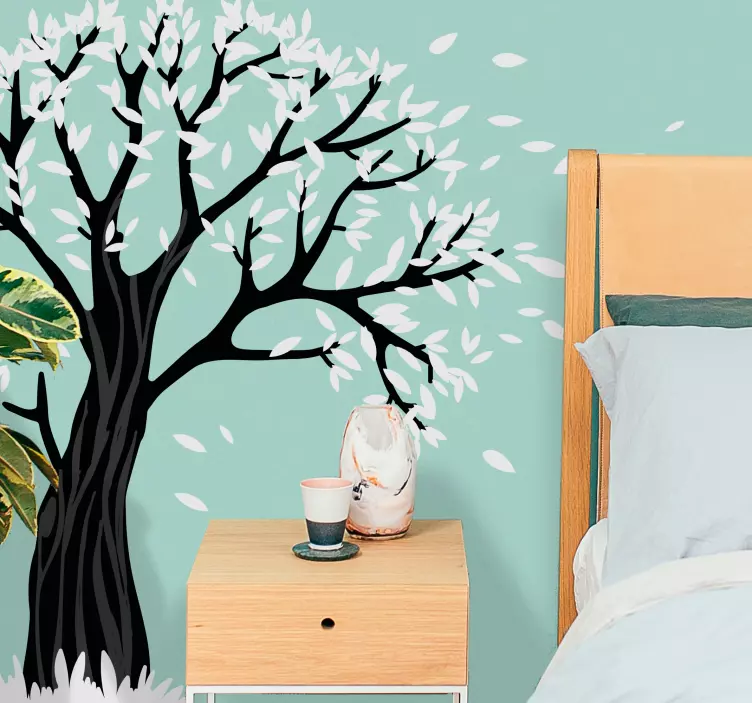 Gestileerd boomsilhouet Bed hoofdbord sticker - TenStickers