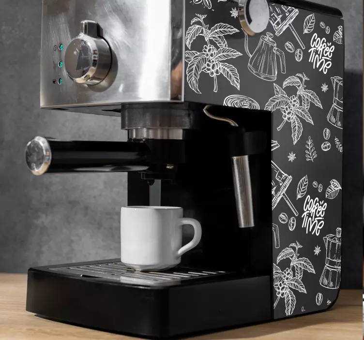 Getekende koffie-elementen koffiezet apparaat - TenStickers
