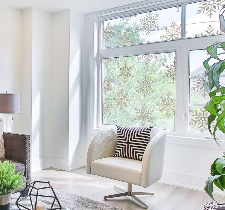 Gouden sneeuwvlok raamsticker Kerststickers - TenStickers