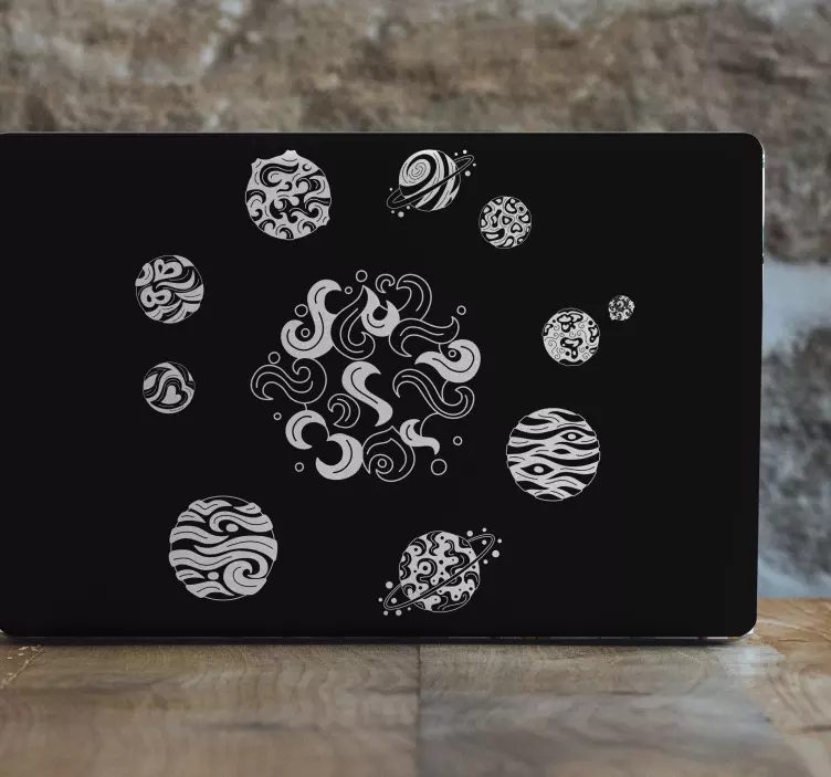 Grillige planeetpatronen laptop sticker - TenStickers