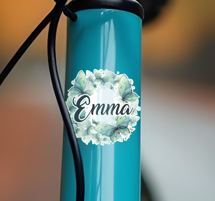 Groene vlinders Fiets stickers met naam - TenStickers