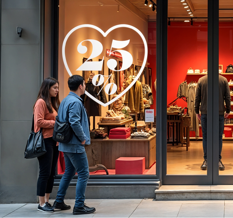 Hart korting valentijnsdag sticker - TenStickers