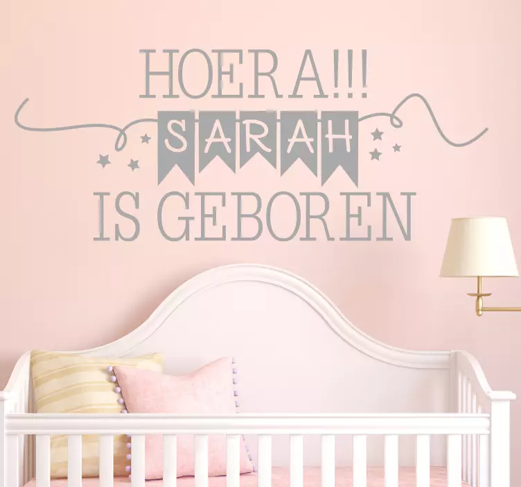 "Hoera….  is Geboren" babykamer muursticker - TenStickers
