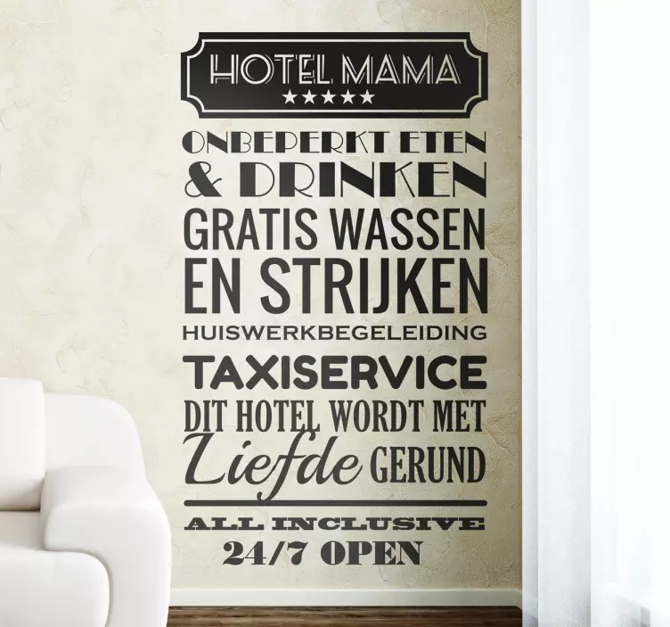Hotel Mama Nederlands muursticker - TenStickers
