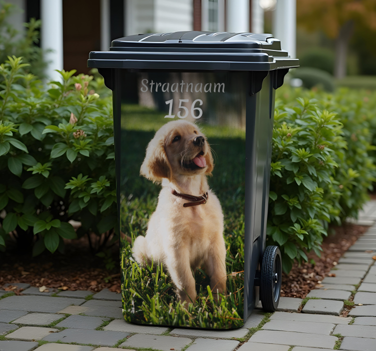 Huisnummer met huisdier container sticker - TenStickers