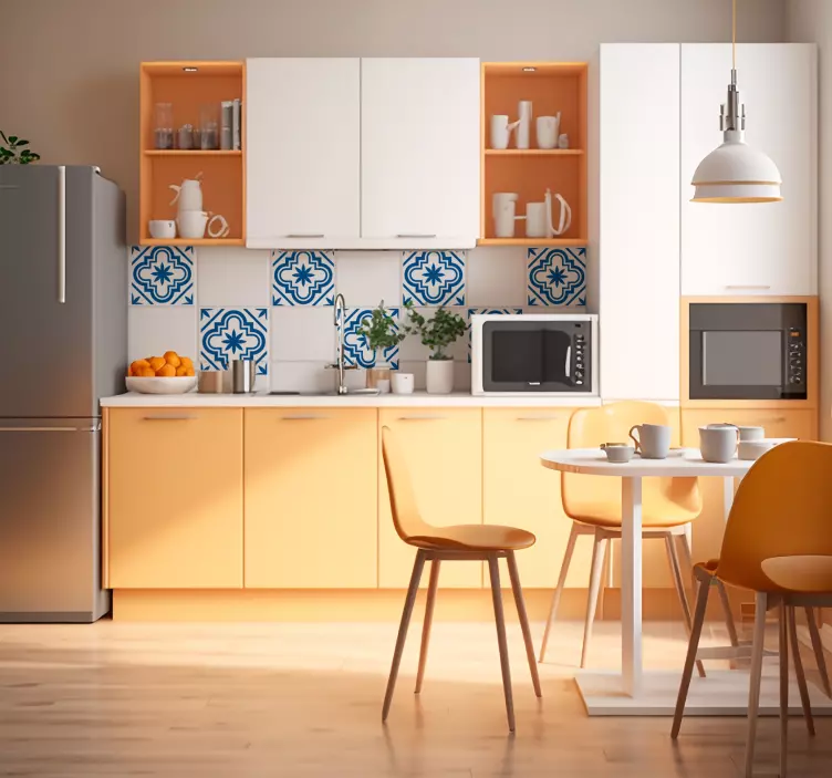 Hydraulisch Tegelsticker blauw wit - TenStickers