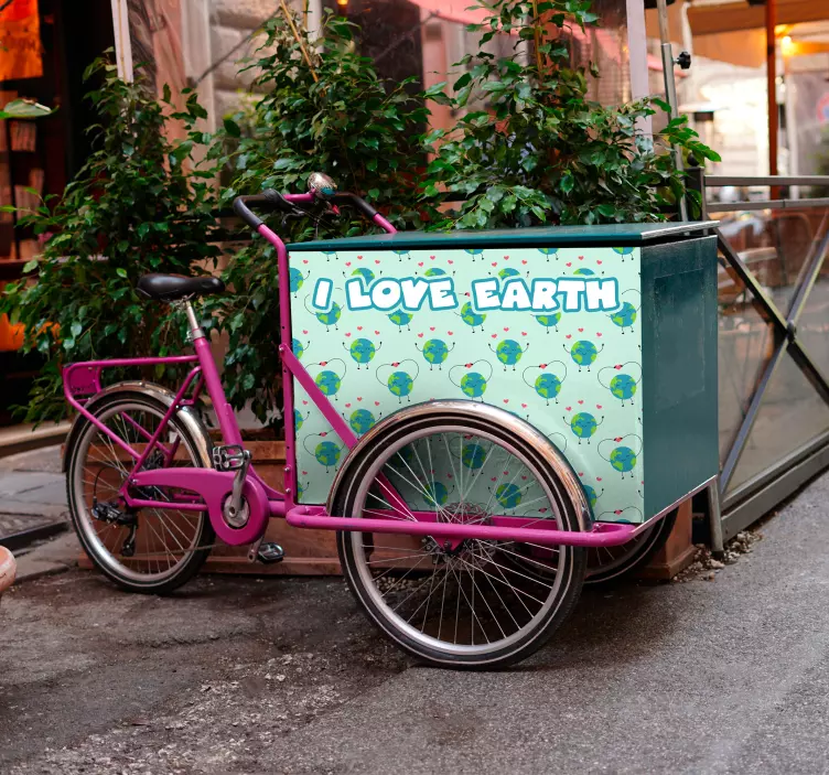 Ik hou van de aarde fiets sticker - TenStickers