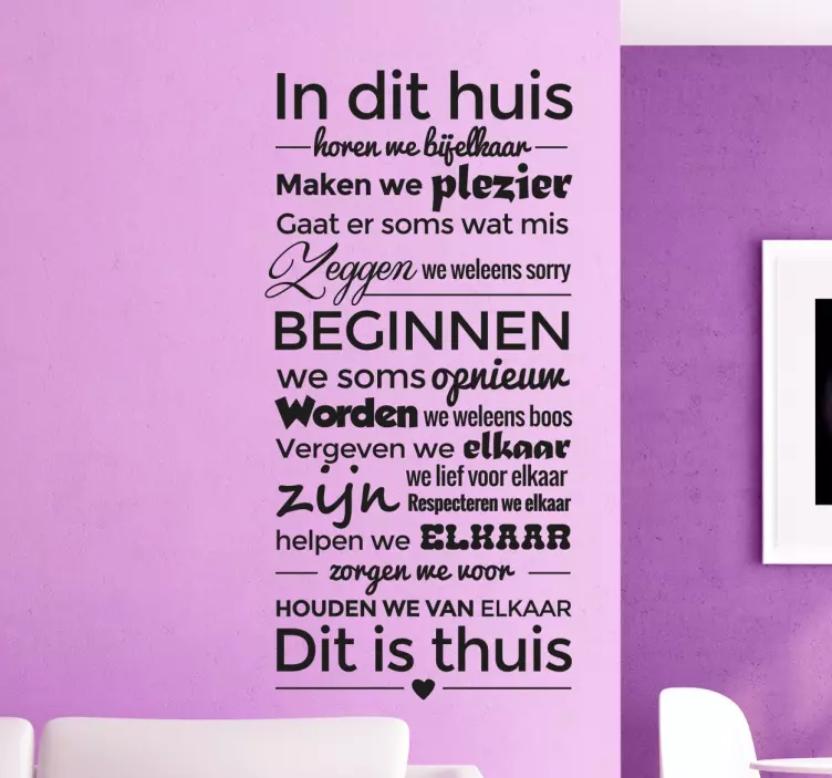 In dit huis regels Nederlandse muursticker - TenStickers