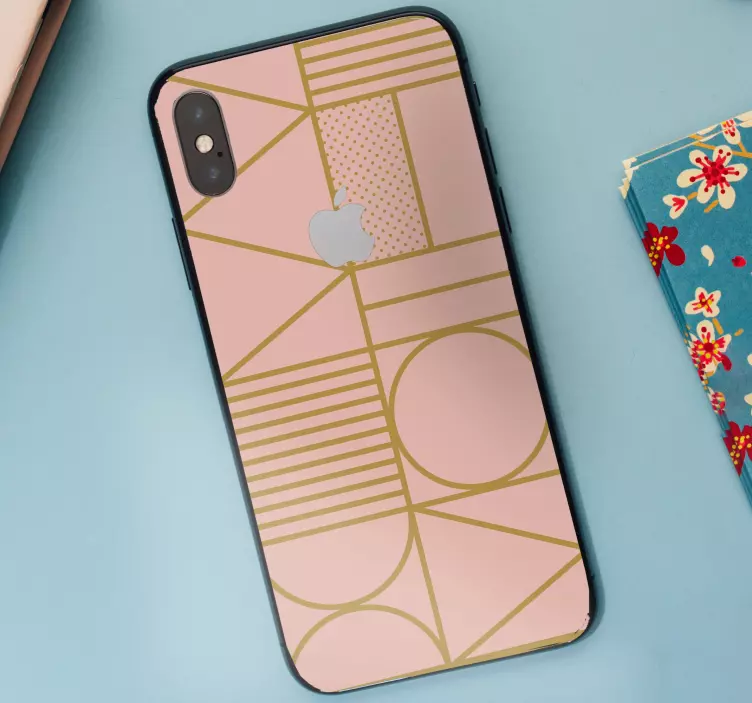 iPhone stickers Goud en roze kleurenblok - TenStickers