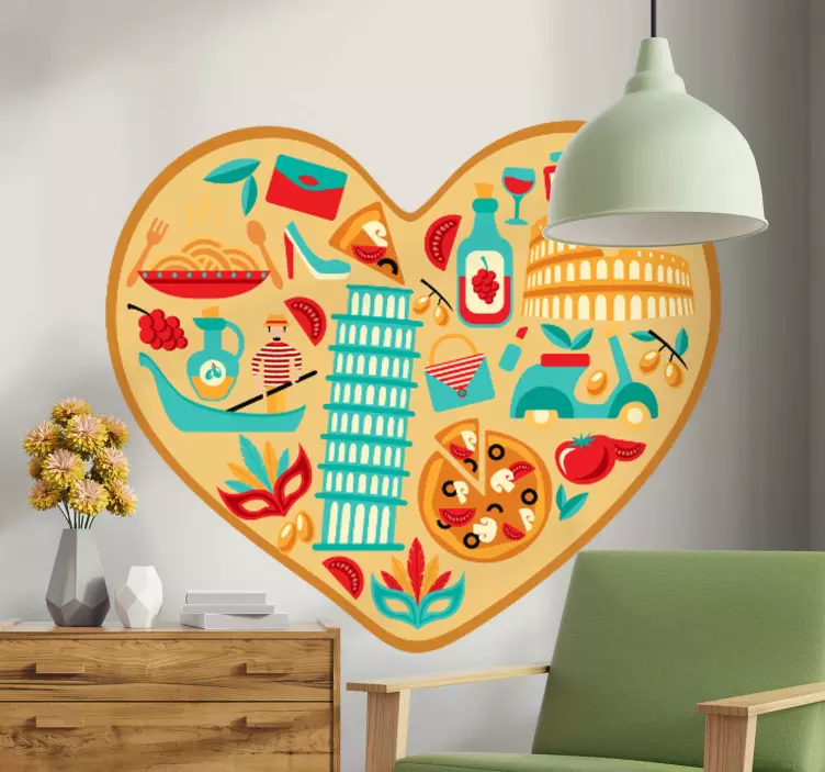 Italiaanse culinaire liefde sticker gastronomie - TenStickers