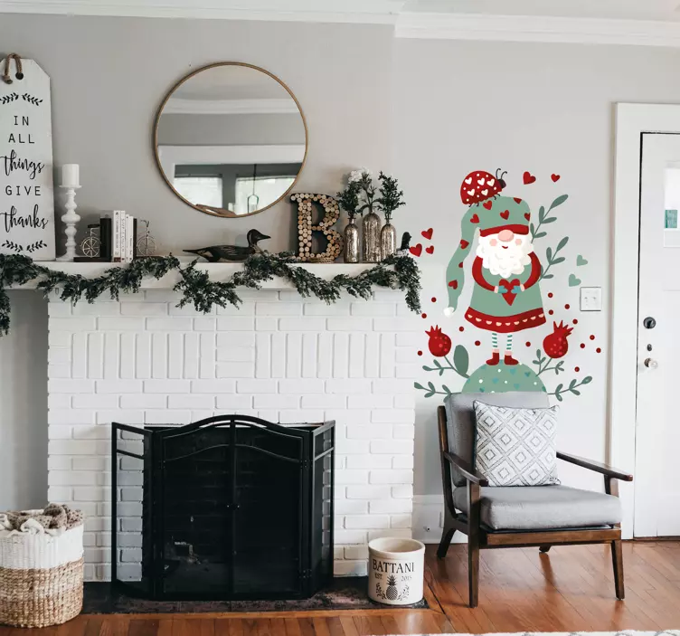 Kerst kabouter muursticker Kerst raamstickers - TenStickers