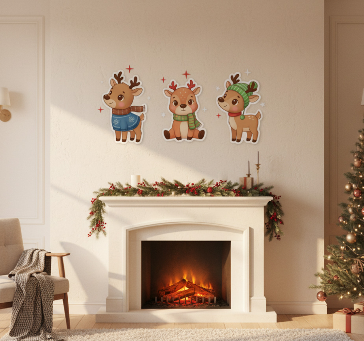Kerst sticker schattige rendieren - TenStickers
