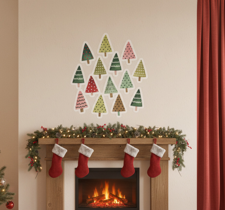Kerst sticker watercolor kerstboom - TenStickers