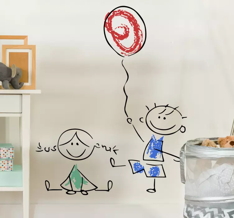 Kinder muursticker tekening spelende kinderen - TenStickers
