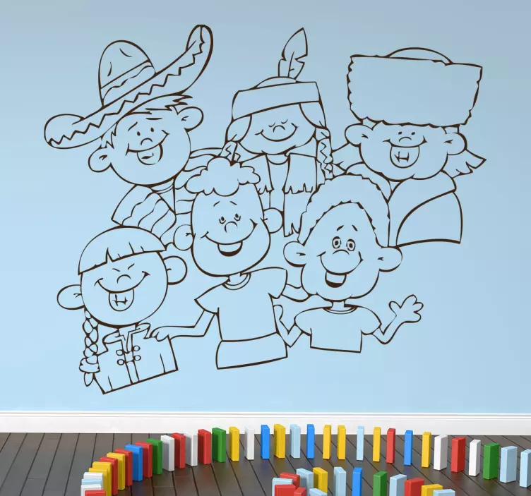 Kinderen van verschillende landen sticker - TenStickers