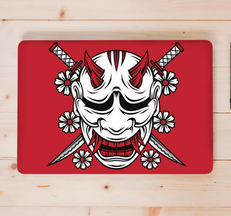 Kitsune masker ontwerp laptop sticker - TenStickers