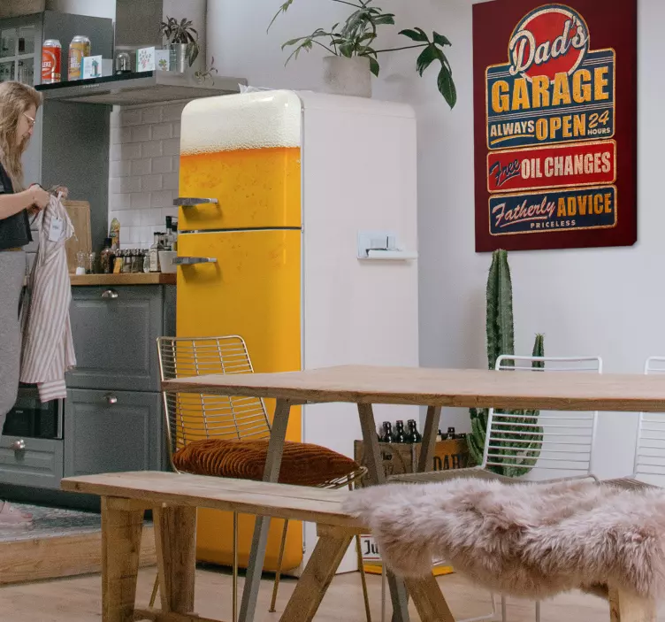 Koelkast sticker bier met bubbels - TenStickers