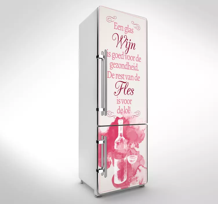 Koelkast sticker wijn tekst - TenStickers