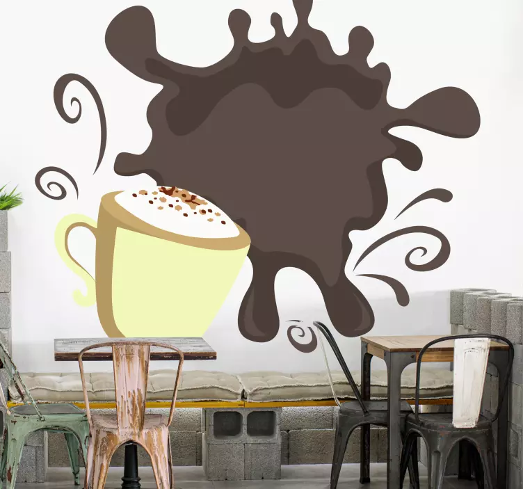 Koffie splash beker sticker gastronomie - TenStickers