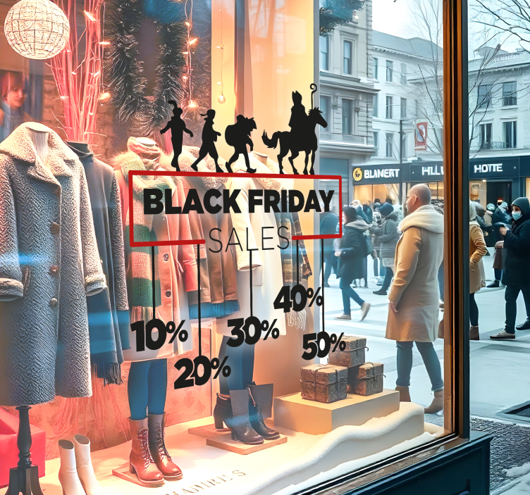 korting pieten black friday sticker - TenStickers