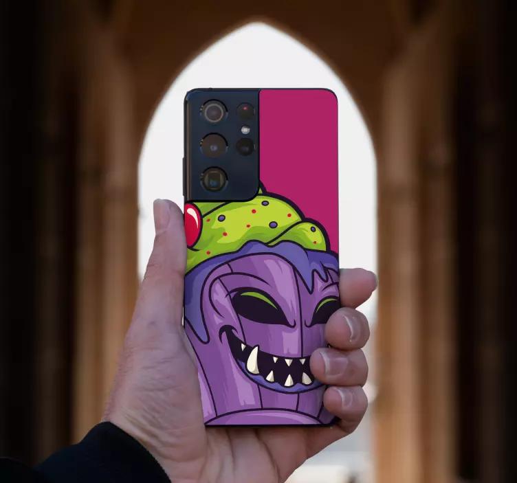 Lachend cupcake-personage samsung sticker - TenStickers