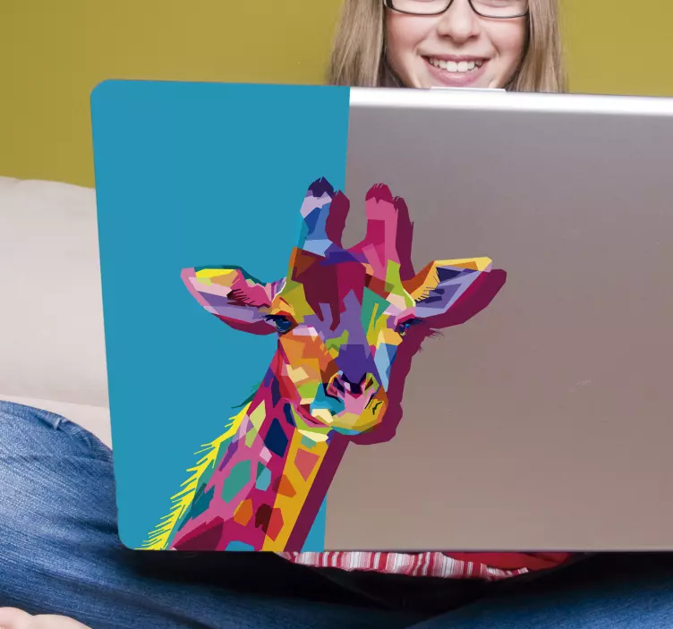 Laptop sticker giraffe kleuren - TenStickers