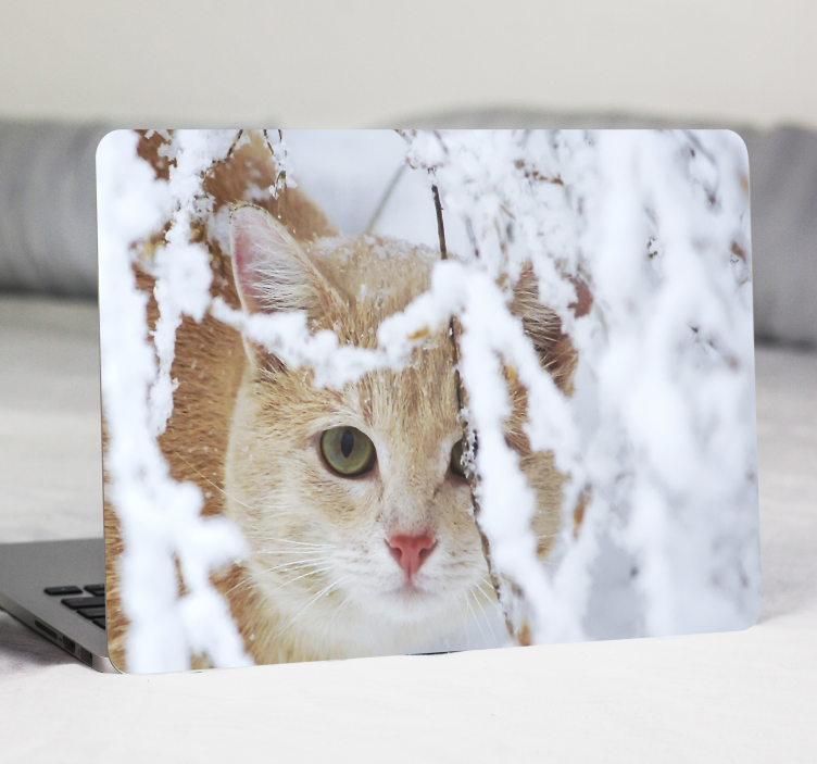 Laptop sticker sneeuwige kat gezicht - TenStickers