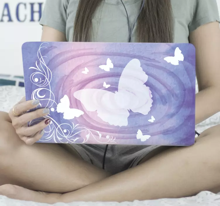 Laptop sticker vlinder swirls design - TenStickers