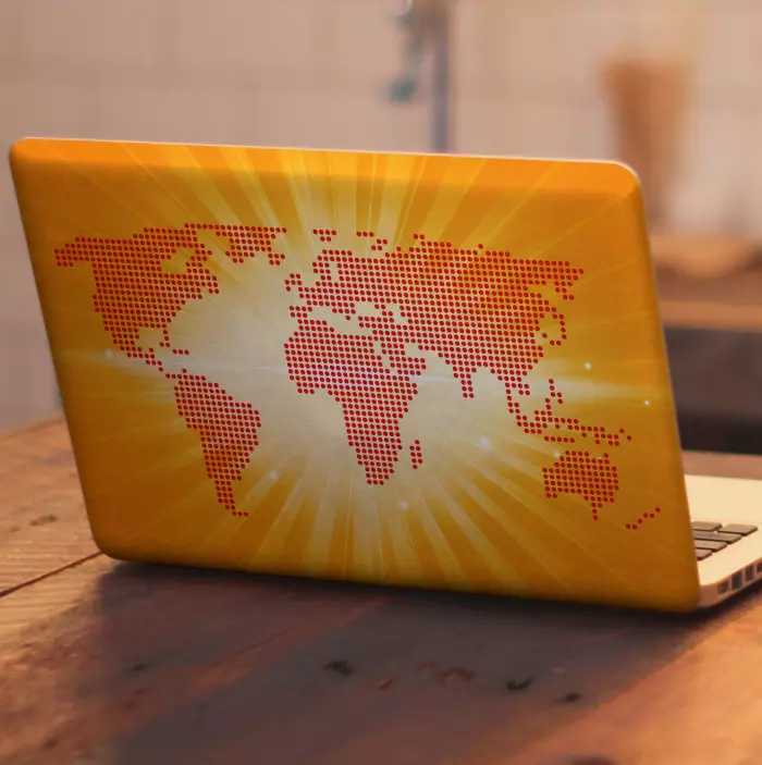 Laptop sticker wereldkaart stippen - TenStickers