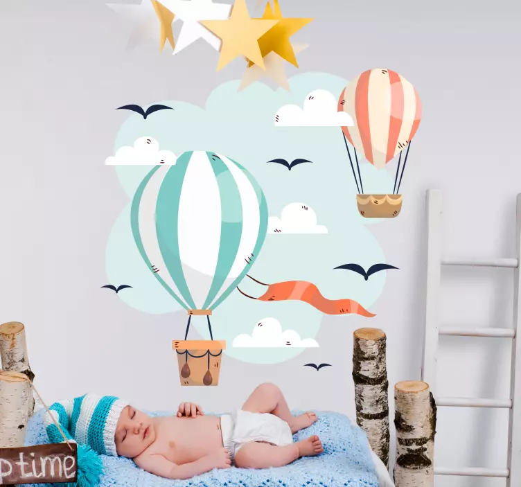 Luchtballonnen en wolken muur zelfklevende sticker voor kinderen - TenStickers