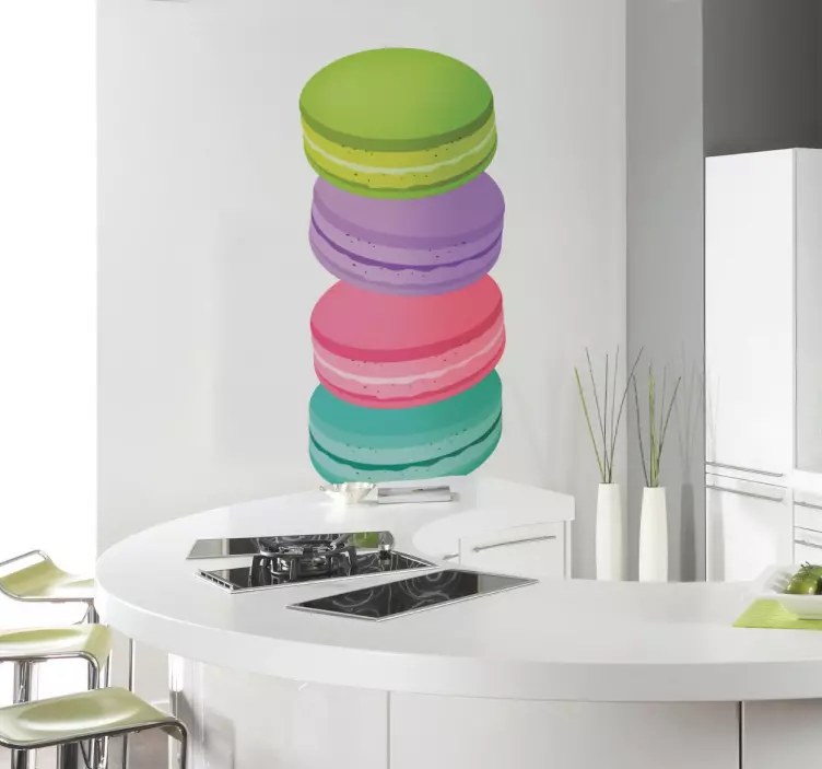 Macarons zoete gekleurde muursticker keuken - TenStickers