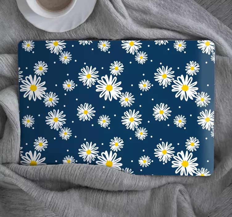 Madeliefjes bloemenmotief laptop sticker - TenStickers