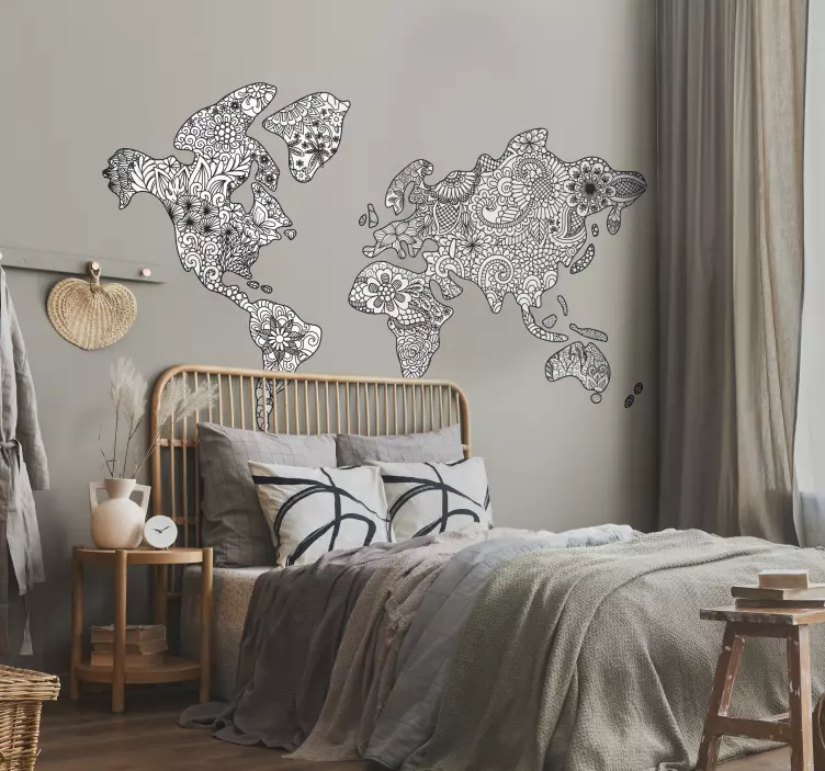 Mandala-kaart Muursticker slaapkamer - TenStickers