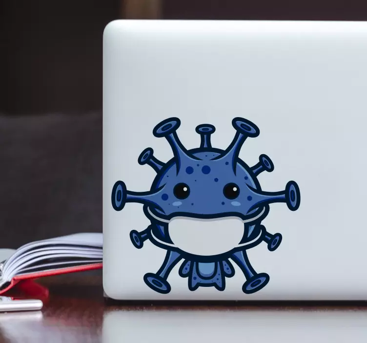 Masker virus karakter laptop sticker - TenStickers