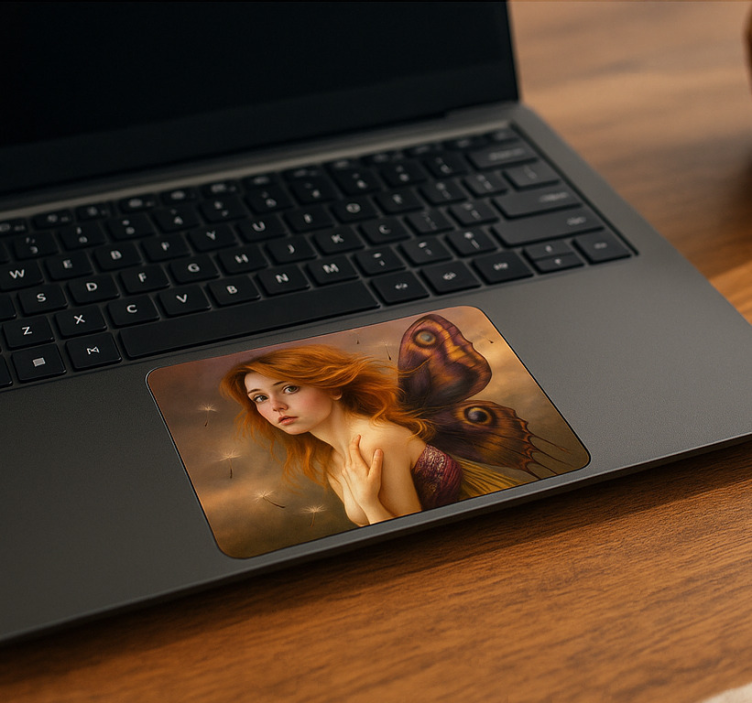 Meisje met drijvende paardenbloemen touchpad sticker - TenStickers