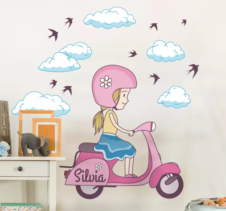 Meisje op Scooter Kindersticker - TenStickers