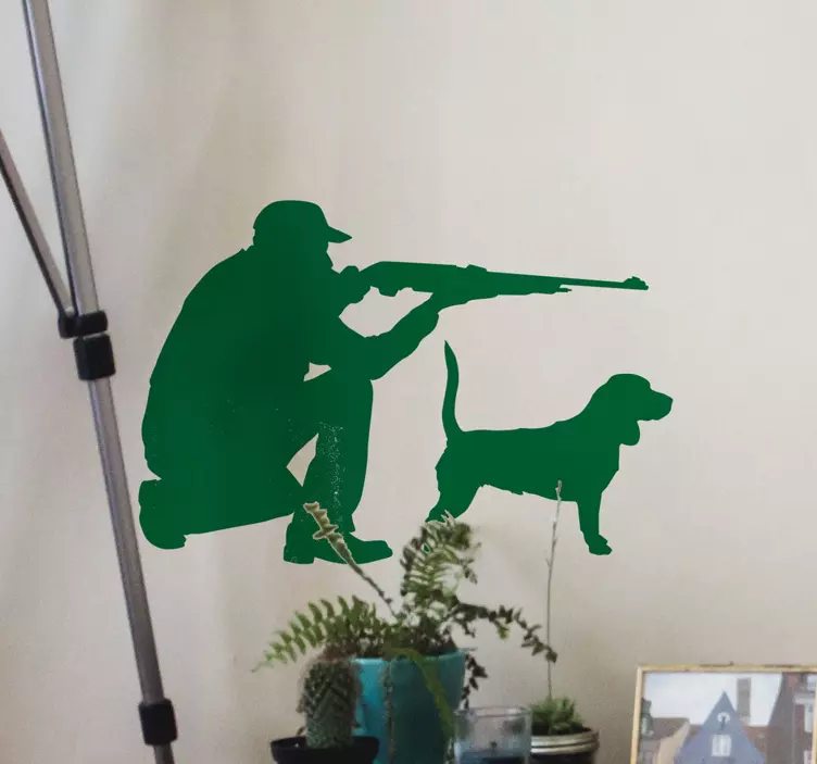 Mens sticker jager met hond - TenStickers