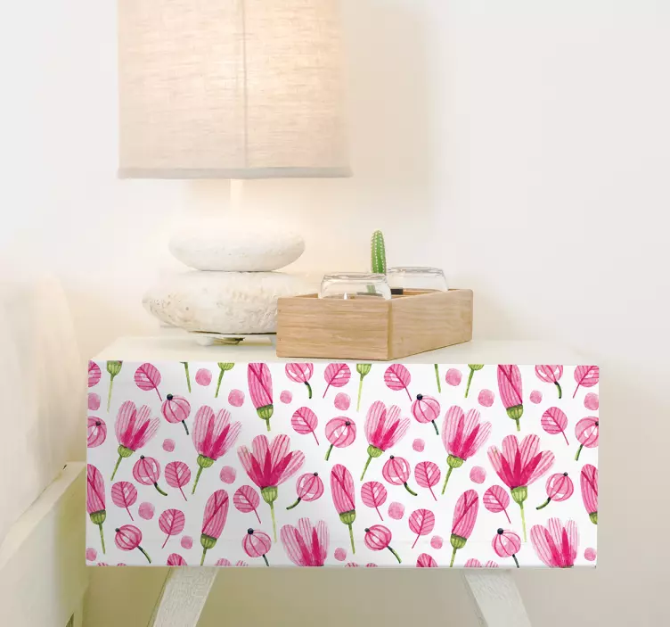 Meubelsticker roze bloemen - TenStickers
