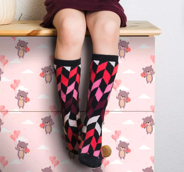Meubelstickers baby patroon lieve beren - TenStickers