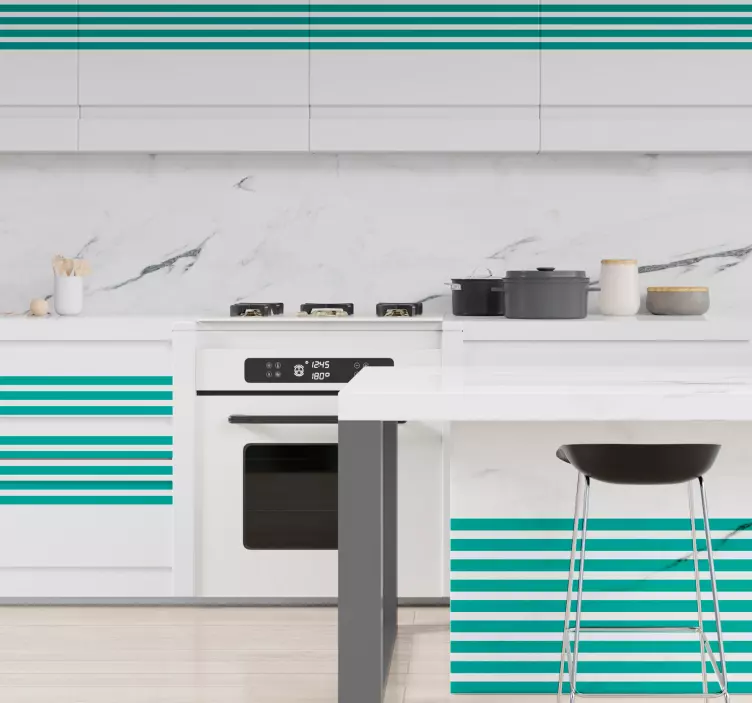 Meubelstickers horizontale blauwe lijnen - TenStickers