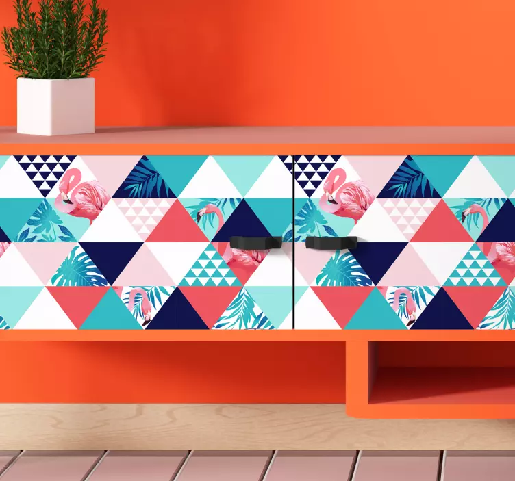 Meubelstickers patronen en flamingo - TenStickers