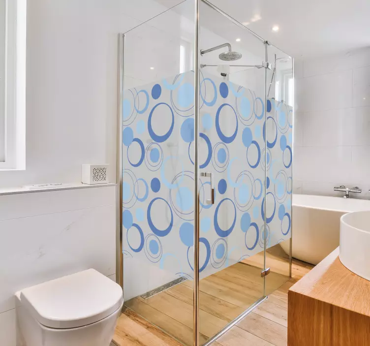 Minimale blauwe bubbels Douchecabine sticker - TenStickers