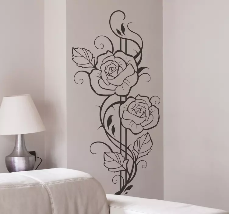Moderne rozen bloemen sticker - TenStickers
