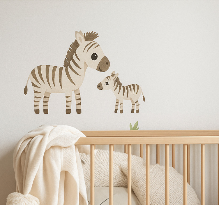 Moeder en kind zebra muursticker kinderkamer - TenStickers