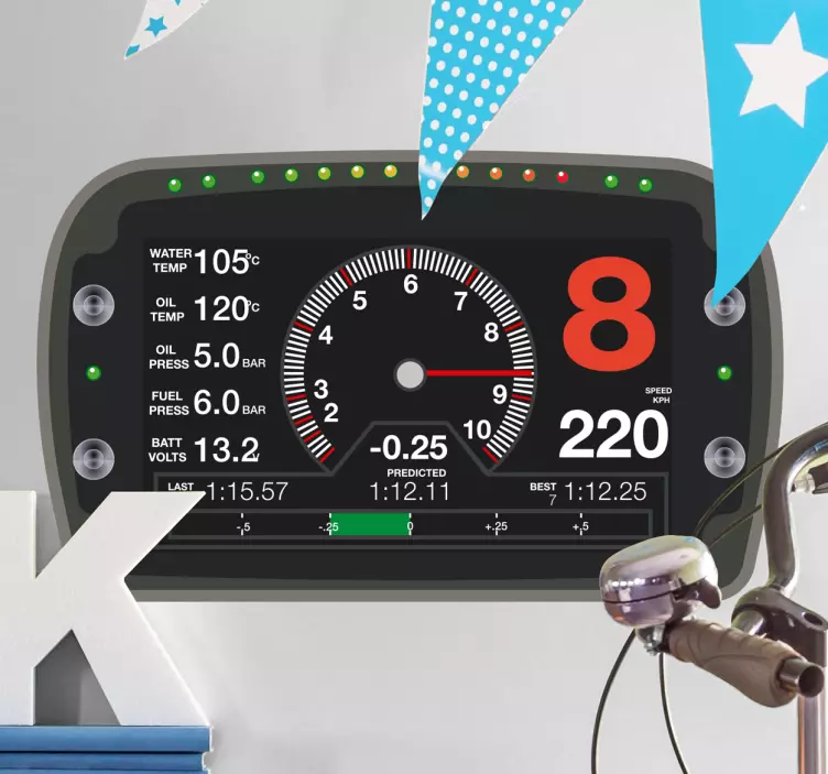 Muurdecoratie race dashboard - TenStickers